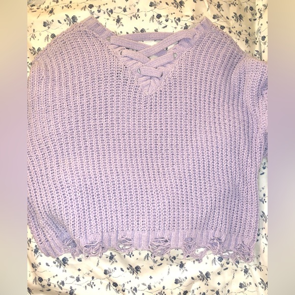 NWOT Lilac distressed sweater - Picture 2 of 5